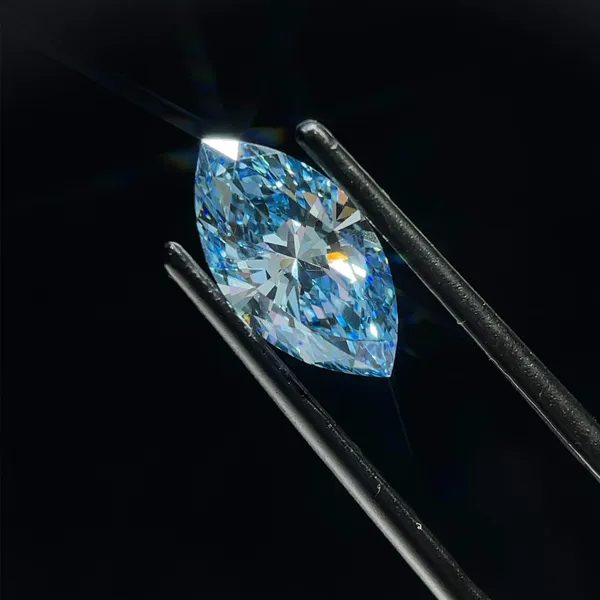 1.76ct MARQUISE Fancy Vivid Blue VS1 Coloured Lab diamond