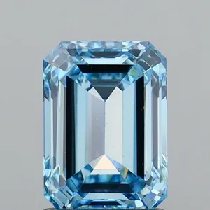 1.69ct EMERALD Fancy Intense Blue VS1 Coloured Lab diamond
