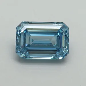 1.1ct EMERALD Fancy Vivid Blue VVS2 Coloured Lab diamond