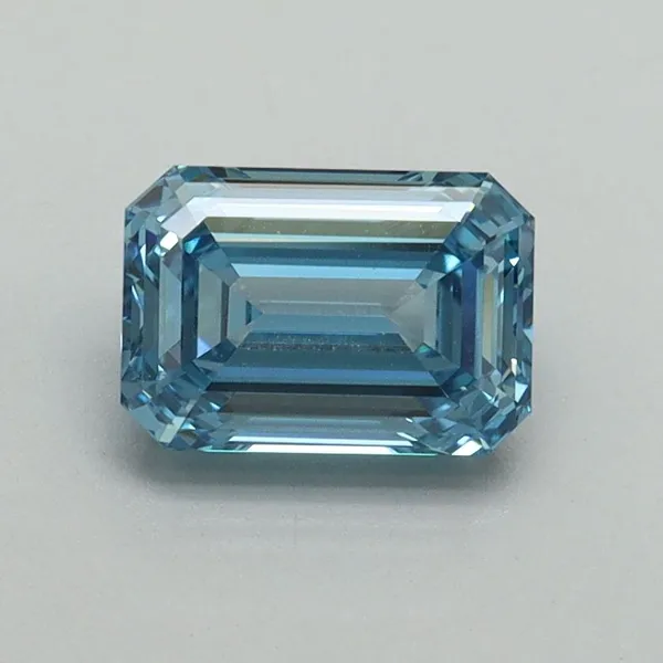 1.1ct EMERALD Fancy Vivid Blue VVS2 Coloured Lab diamond