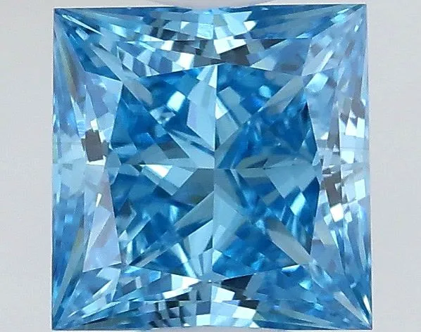0.98ct PRINCESS Fancy Vivid Blue VS1 Coloured Lab diamond