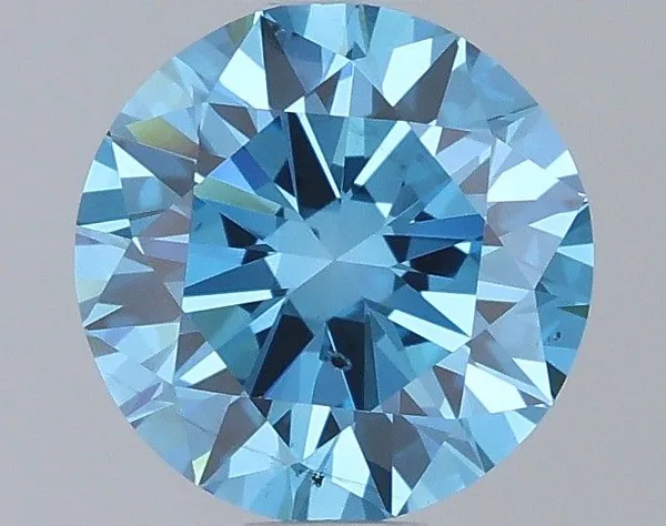 0.95ct ROUND Fancy Vivid Blue SI1 Coloured Lab diamond