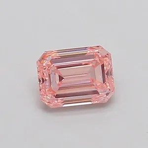 0.41ct EMERALD Fancy Intense Pink SI1 Coloured Lab diamond