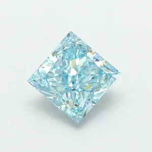 1.05ct PRINCESS Fancy Vivid Greenish Blue VS1 Coloured Lab diamond