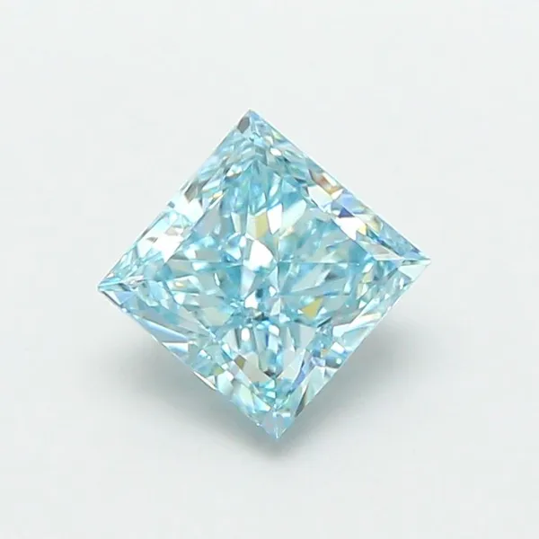 1.05ct PRINCESS Fancy Vivid Greenish Blue VS1 Coloured Lab diamond