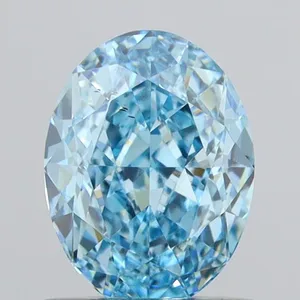 0.93ct OVAL Fancy Vivid Blue VS2 Coloured Lab diamond