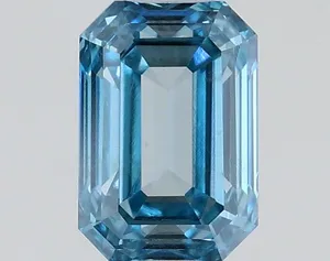 0.56ct EMERALD Fancy Vivid Blue VS1 Coloured Lab diamond