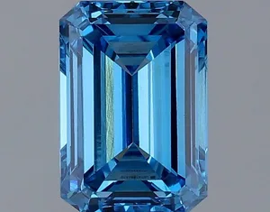 1.4ct EMERALD Fancy Vivid Blue VVS2 Coloured Lab diamond