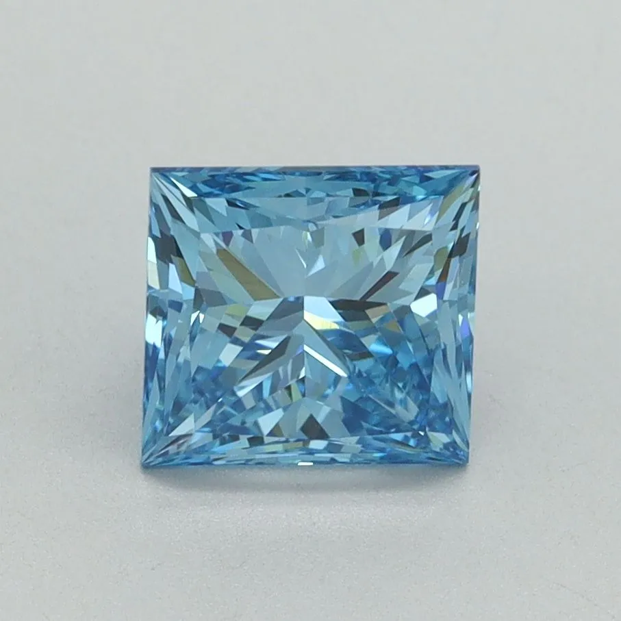 1.63ct PRINCESS Fancy Vivid Blue VVS2 Coloured Lab diamond