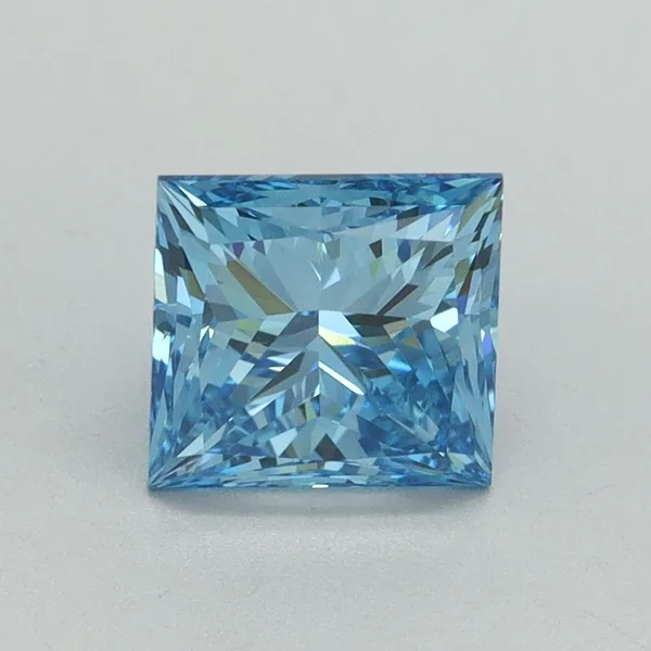 1.63ct PRINCESS Fancy Vivid Blue VVS2 Coloured Lab diamond