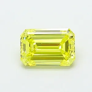 0.73ct EMERALD Fancy Vivid Yellow VVS2 Coloured Lab diamond