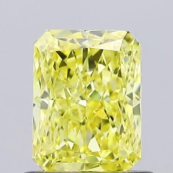 0.9ct RADIANT Fancy Vivid Yellow VVS2 Coloured Lab diamond