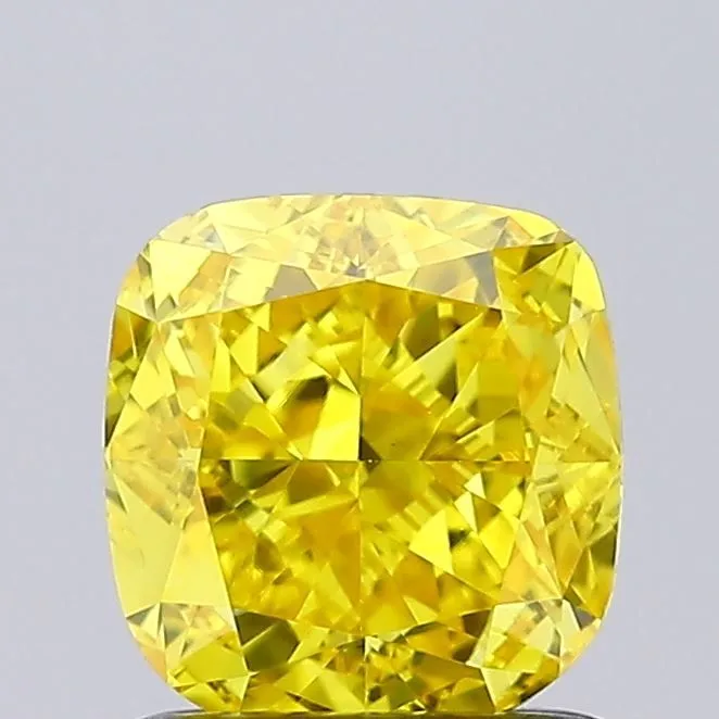 1.11ct CUSHION Fancy Vivid Yellow VVS2 Coloured Lab diamond