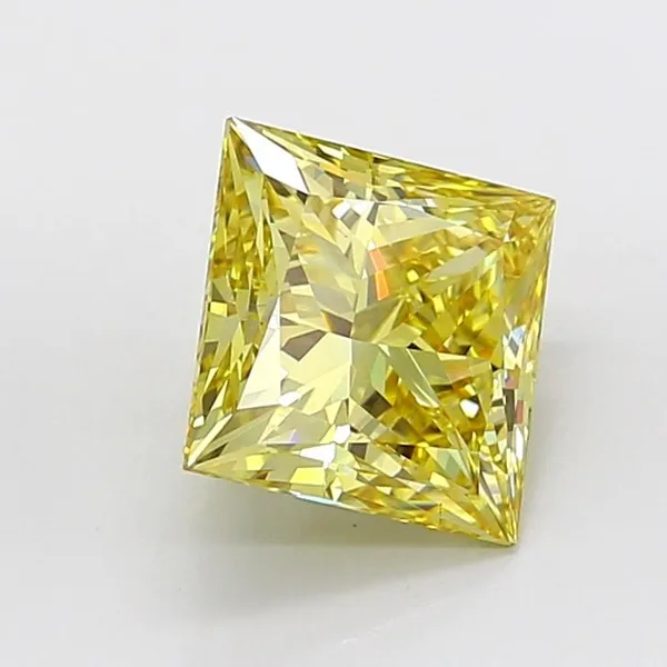 4.02ct PRINCESS Fancy Intense Yellow VS1 Coloured Lab diamond