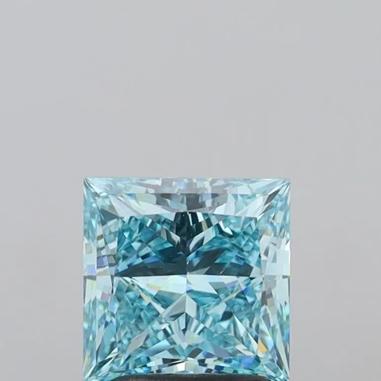 1.95ct PRINCESS Fancy Intense Greenish Blue VS1 Coloured Lab diamond