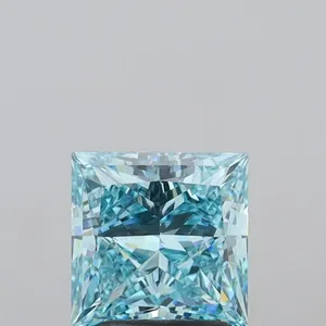 1.95ct PRINCESS Fancy Intense Greenish Blue VS1 Coloured Lab diamond