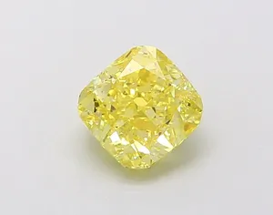1.09ct CUSHION Fancy Vivid Yellow VVS2 Coloured Lab diamond