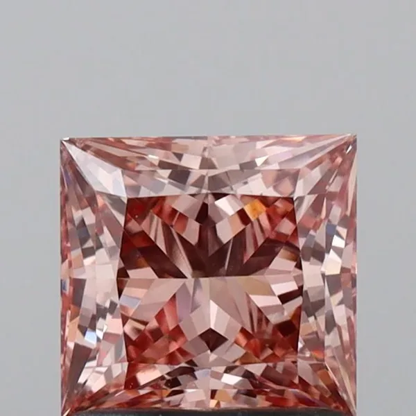 1.03ct PRINCESS Fancy Intense Brownish Pink VS2 Coloured Lab diamond