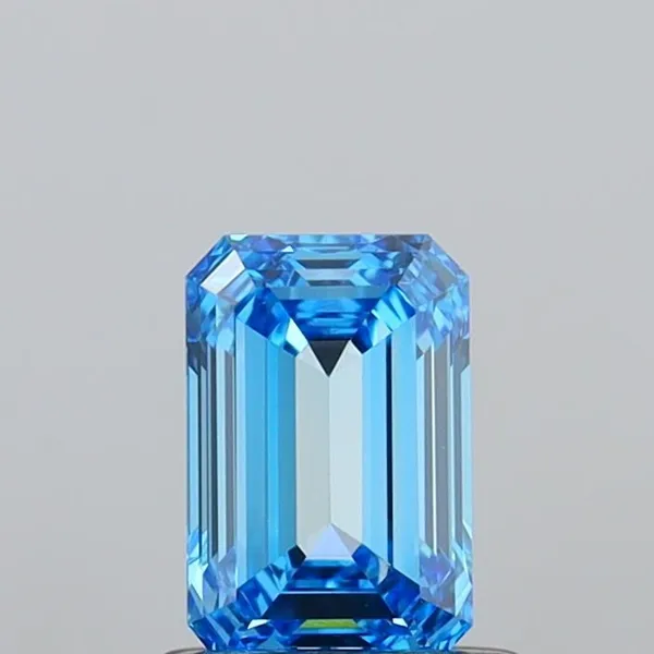 0.97ct EMERALD Fancy Vivid Blue VVS2 Coloured Lab diamond
