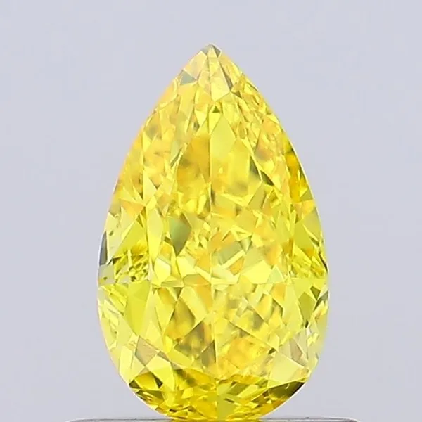 0.69ct PEAR Fancy Vivid Yellow VVS2 Coloured Lab diamond