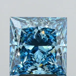 4.08ct PRINCESS Fancy Vivid Blue VS1 Coloured Lab diamond