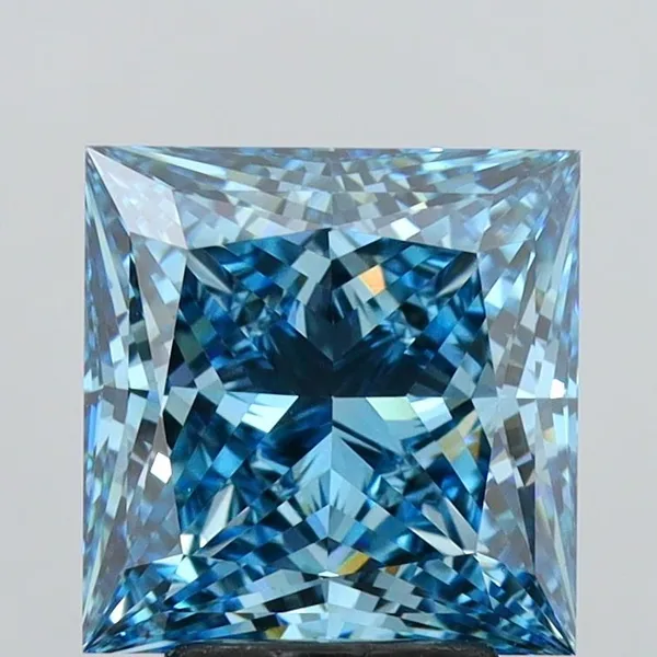 4.08ct PRINCESS Fancy Vivid Blue VS1 Coloured Lab diamond