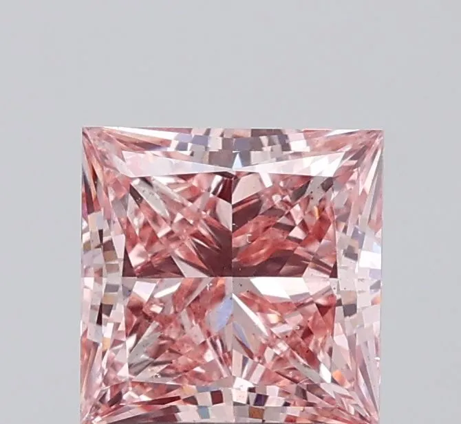 2.01ct PRINCESS Fancy Intense Pink SI1 Coloured Lab diamond