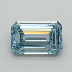 1.03ct EMERALD Fancy Vivid Blue VVS2 Coloured Lab diamond