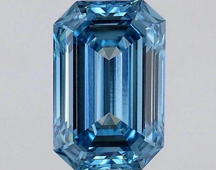 0.53ct EMERALD Fancy Vivid Blue VS1 Coloured Lab diamond