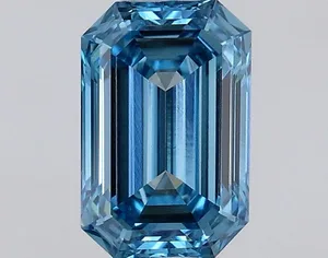 0.53ct EMERALD Fancy Vivid Blue VS1 Coloured Lab diamond