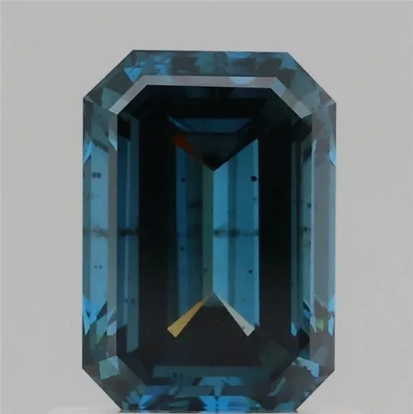0.9ct EMERALD Fancy Vivid Blue SI1 Coloured Lab diamond