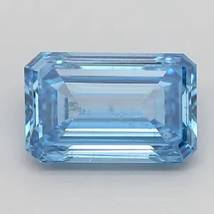 0.99ct EMERALD Fancy Vivid Blue SI1 Coloured Lab diamond