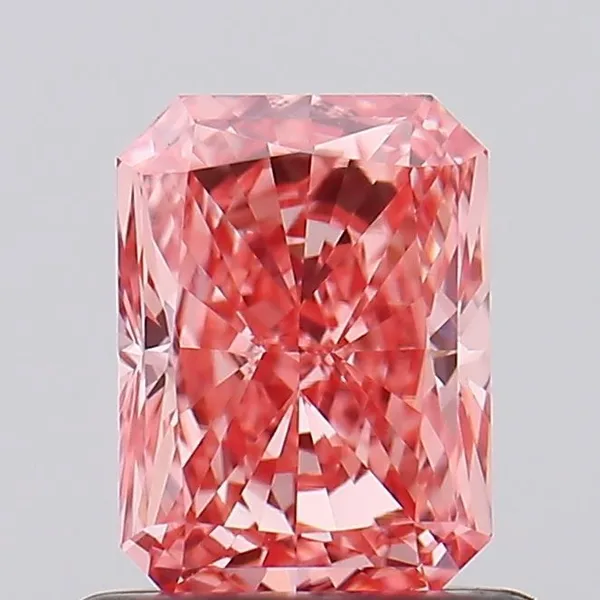 0.77ct RADIANT Fancy Vivid Pink VVS2 Coloured Lab diamond