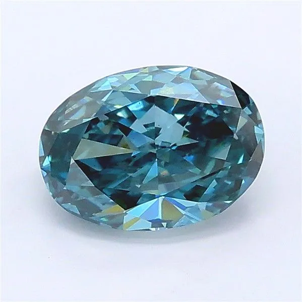 1.08ct OVAL Fancy Intense Green Blue VS1 Coloured Lab diamond