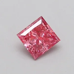 0.38ct PRINCESS Fancy Vivid Pink VVS2 Coloured Lab diamond