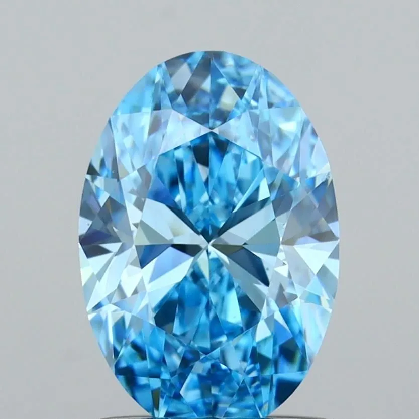 1.00ct OVAL Fancy Vivid Blue VVS2 Coloured Lab diamond