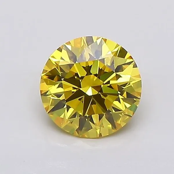 0.92ct ROUND Fancy Vivid Yellow VS1 Coloured Lab diamond