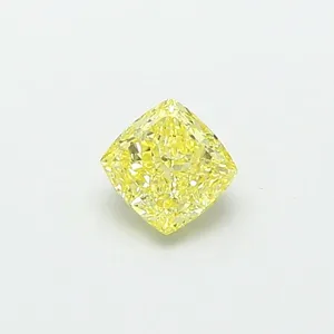 1ct CUSHION Fancy Intense Yellow VS2 Coloured Lab diamond