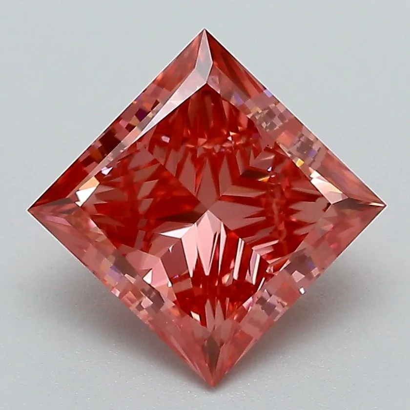 2.50ct PRINCESS Fancy Vivid Pink VS1 Coloured Lab diamond