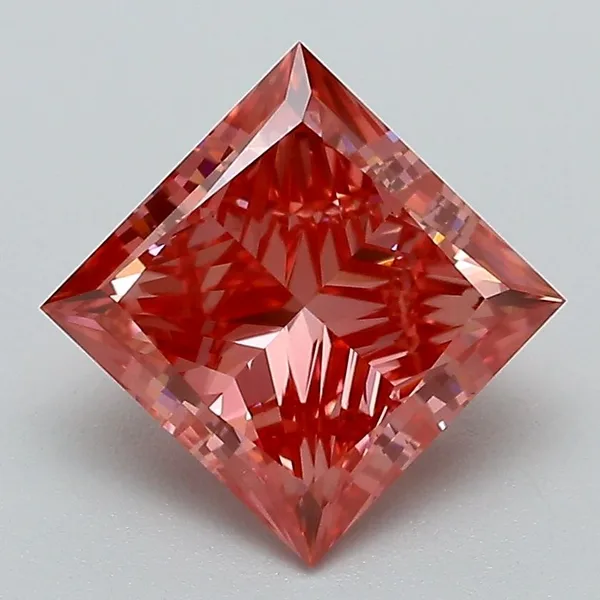2.5ct PRINCESS Fancy Vivid Pink VS1 Coloured Lab diamond