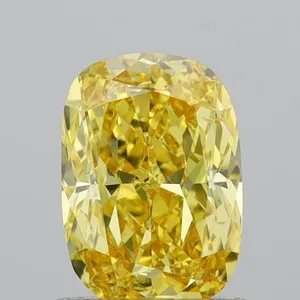 1.04ct CUSHION Fancy Intense Yellow VS2 Coloured Lab diamond