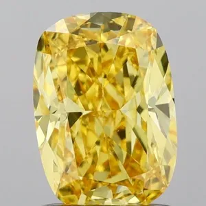 1.09ct CUSHION Fancy Vivid Yellow VS2 Coloured Lab diamond