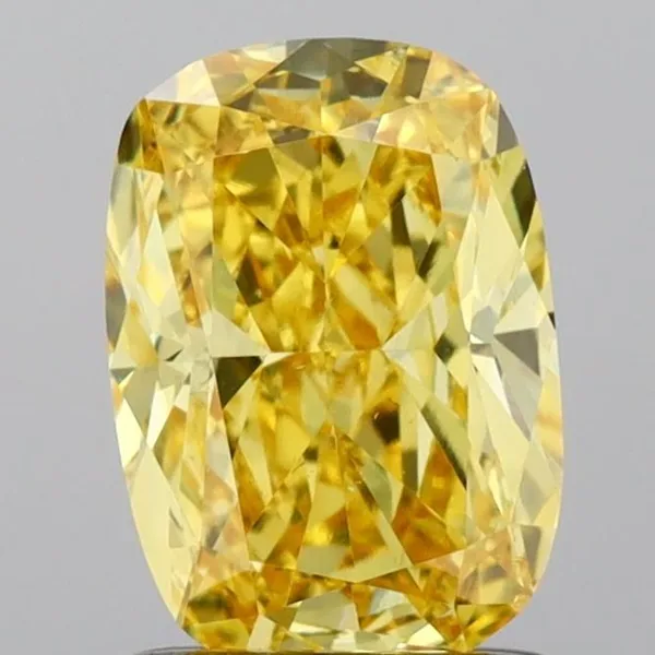 1.09ct CUSHION Fancy Vivid Yellow VS2 Coloured Lab diamond