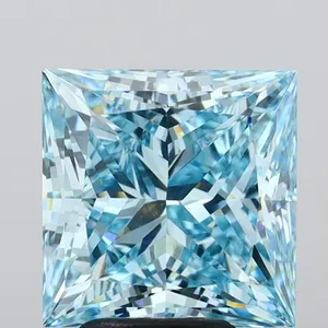 4.69ct PRINCESS Fancy Vivid Blue VVS2 Coloured Lab diamond