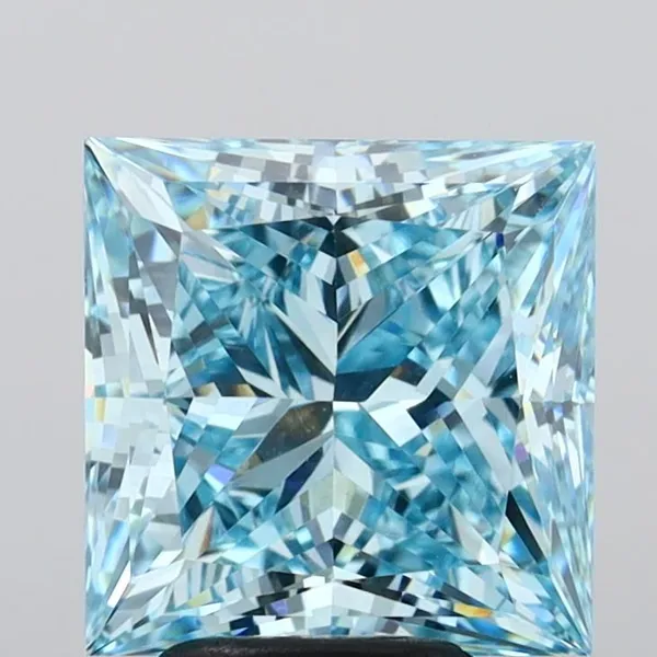 4.69ct PRINCESS Fancy Vivid Blue VVS2 Coloured Lab diamond