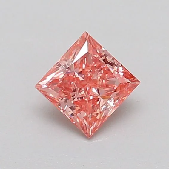 0.44ct PRINCESS Fancy Vivid Pink VVS2 Coloured Lab diamond