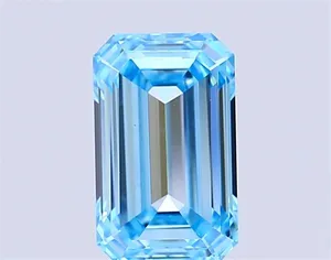 1.47ct EMERALD Fancy Vivid Blue VVS2 Coloured Lab diamond