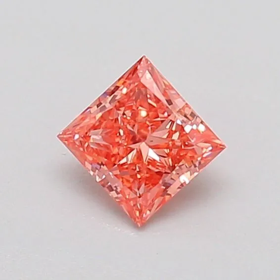 0.40ct PRINCESS Fancy Vivid Orangey Pink VS2 Coloured Lab diamond