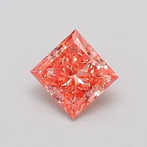 0.4ct PRINCESS Fancy Vivid Orangey Pink VS2 Coloured Lab diamond