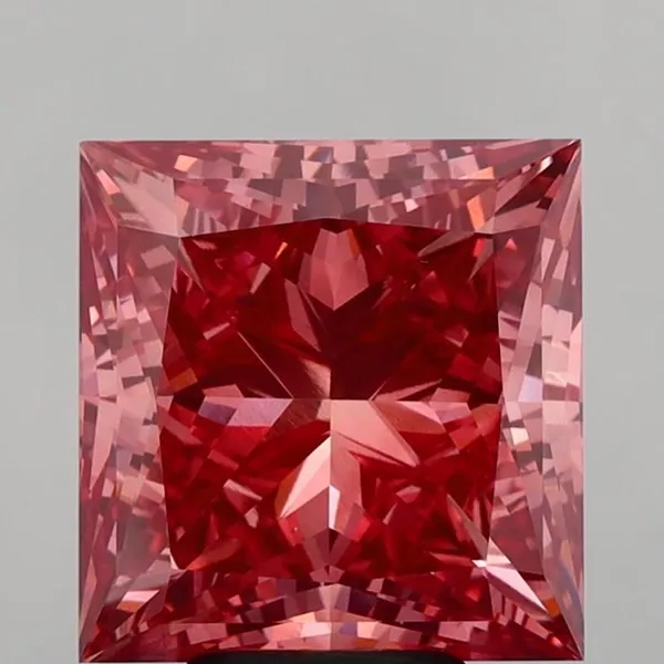 7.03ct PRINCESS Fancy Vivid Brownish Pink VS1 Coloured Lab diamond